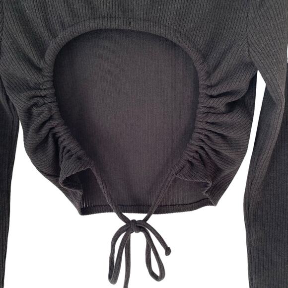 Madewell Black Ribbed Mockneck Open Back Crop Top size XS - Picture 7 of 9
